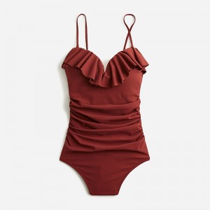 J.Crew Matte ruched one-piece swimsuit with ruffles Sienna USA | 10HKVTWDA