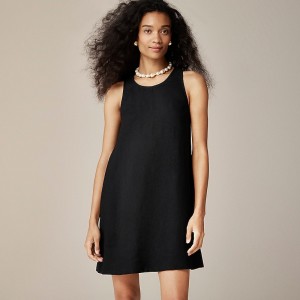 J.Crew Maxine button-back dress in linen Black Clearance | 48PHECFGY