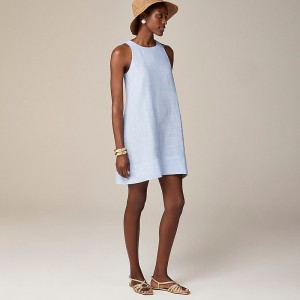 J.Crew Maxine button-back dress in linen Blue Online | 84QHEOCSL