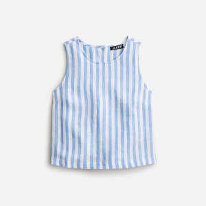 J.Crew Maxine button-back top in linen Brilliant Ocean White S Online | 08YOQNIEC