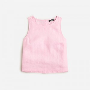 J.Crew Maxine button-back top in linen Bubblegum Sale | 24VRTSLZK