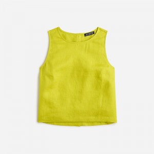 J.Crew Maxine button-back top in linen Burnished Chartreuse Outlet | 98OKDQPSZ