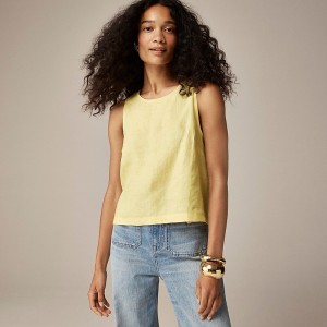 J.Crew Maxine button-back top in linen Fresh Lemon Online | 07UZVKLYJ