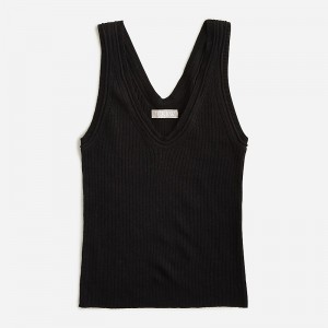 J.Crew Merino-linen blend sweater-tank Cross Black Sale | 26RAZCENB