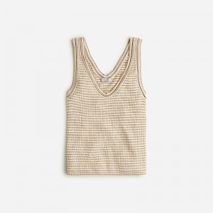 J.Crew Merino-linen blend sweater-tank Khaki White Ivory Clearance | 43VLEIFRS