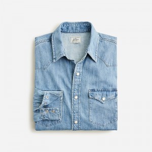 J.Crew Midweight denim western shirt Five Year Denim Wash Outlet Online | 75NXZHQAG