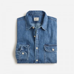 J.Crew Midweight denim workshirt Three Year Denim Wash Online | 83XZNVJED