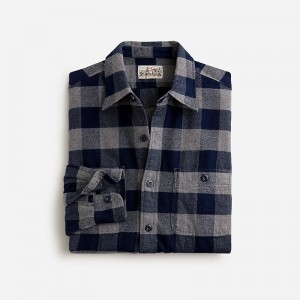 J.Crew Midweight flannel workshirt in regenerative cotton Buffalo Check Grey Navy Outlet Online | 70PWYXKFN