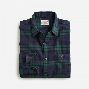 J.Crew Midweight flannel workshirt in regenerative cotton New Blackwatch Navy Gre Online | 85FCDVIWR