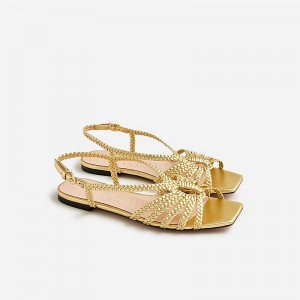 J.Crew New Capri braided sandals in metallic leather Dark Gold Factory Outlet | 51UVLCDGX