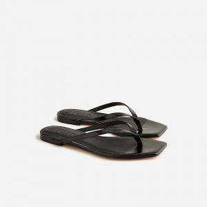 J.Crew New Capri thong sandals in snake-embossed leather Black Factory Outlet | 57PUWIVSL