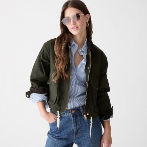 J.Crew New cropped Barn Jacket™ Dark Moss Factory Outlet | 53ALIERTK