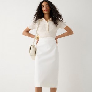 J.Crew No. 3 Pencil skirt in bi-stretch cotton blend Ivory Clearance | 34IHZSKEB