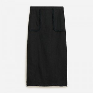 J.Crew Pencil midi skirt in heavyweight linen Black Clearance | 47RSGWTQL