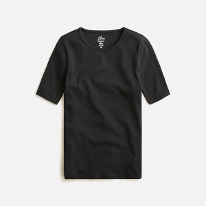 J.Crew Perfect-fit elbow-sleeve T-shirt Black Outlet Online | 76GTNKPBM