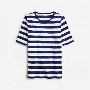 J.Crew Perfect-fit elbow-sleeve T-shirt Montauk Stripe A Evenin Factory Promo | 65UMNRKOA