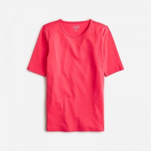 J.Crew Perfect-fit elbow-sleeve T-shirt Ripe Raspberry USA | 14TYFPAKE