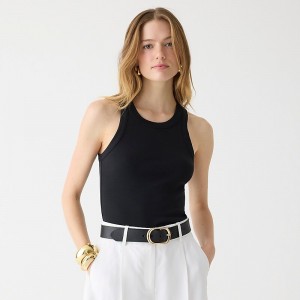 J.Crew Perfect-fit high-neck tank Black Sale | 29CHXNQPS