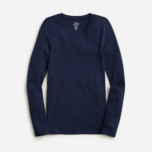 J.Crew Perfect-fit long-sleeve crewneck T-shirt Navy Factory Outlet | 58XNLYPBK