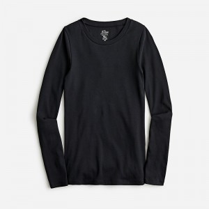 J.Crew Perfect-fit long-sleeve crewneck T-shirt Black Sale | 24IEXRHCT