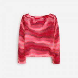 J.Crew Pima cotton long-sleeve T-shirt Alexa Stripe Red Ivory Outlet Online | 74NREMYBD