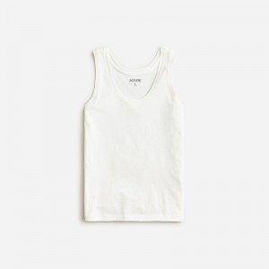 J.Crew Pima cotton scoopneck tank top White Clearance | 48RKLYUHF