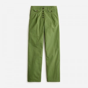 J.Crew Pleated button-front pant in chino Green Sale | 28LYVIJCX