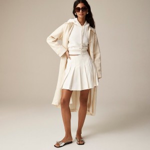 J.Crew Pleated mini skirt in stretch linen blend Ivory Factory Outlet | 52TKXSOAE