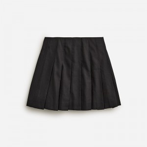 J.Crew Pleated mini skirt in stretch linen blend Black Online | 84KOGHSDN