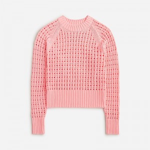 J.Crew Pointelle crewneck sweater Pink Online | 01ZNKORAM