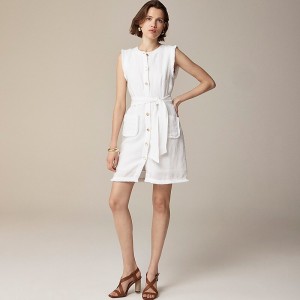 J.Crew Raw-hem mini shirtdress in linen White Online | 09FJKWXSZ