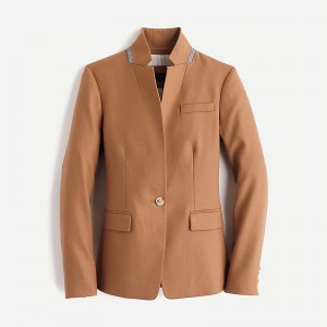 J.Crew Regent blazer in wool flannel Warm Camel Online | 07TLVWIGB