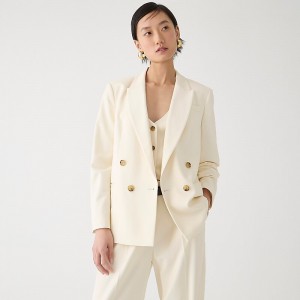 J.Crew Relaxed double-breasted blazer in city twill Soft Ivory Sale | 29GOVZEXL