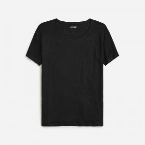 J.Crew Relaxed linen T-shirt Black Clearance | 42THOMXCG