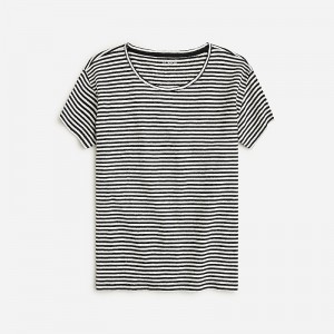 J.Crew Relaxed linen T-shirt Jade Stripe Black Natur Online | 83MQGEBTI