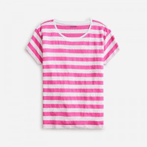 J.Crew Relaxed linen T-shirt Montauk Stripe Neon Fla Outlet Online | 78LTRGFVD