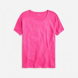 J.Crew Relaxed linen T-shirt Neon Flamingo Factory Outlet | 50CMEGWXI