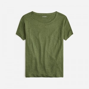 J.Crew Relaxed linen T-shirt Utility Green Clearance | 36VSHKLEM