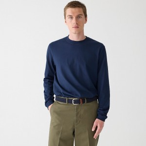 J.Crew Relaxed long-sleeve premium-weight cotton T-shirt Dark Navy Clearance | 31VGJCYPF