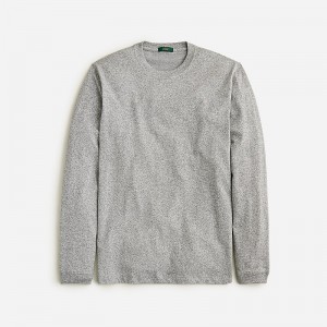 J.Crew Relaxed long-sleeve premium-weight cotton T-shirt Marled Champ Grey Online | 84AKXZVOB