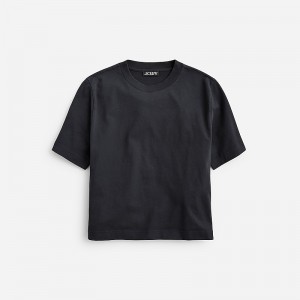 J.Crew Relaxed premium-weight cropped T-shirt Black Outlet Online | 74AVQLJCU