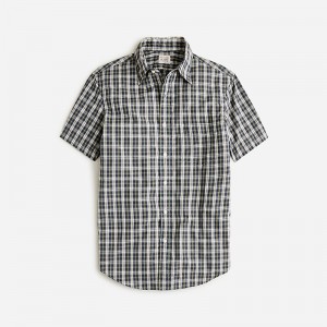 J.Crew Relaxed short-sleeve midweight denim shirt Arthur Plaid Navy Whit Clearance | 43FQRHYTK