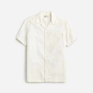 J.Crew Relaxed short-sleeve textured cotton camp-collar shirt Sea Salt Sale | 24RKWSJZQ