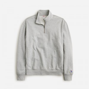 J.Crew Relaxed-fit lightweight french terry quarter-zip sweatshirt Hthr Chrome Clearance | 42NEJWQPA