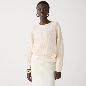 J.Crew Ribbed cashmere oversized crewneck sweater Hthr Muslin Online | 09WMZIKQJ