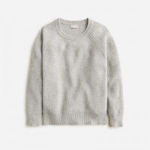 J.Crew Ribbed cashmere oversized crewneck sweater Hthr Grey Outlet Online | 73PGCEKOU