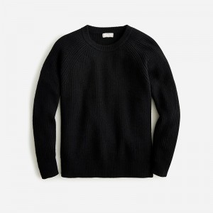 J.Crew Ribbed cashmere oversized crewneck sweater Black USA | 19ANYTZRB