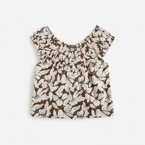 J.Crew Rosalie top in cotton voile Chocolate Floral Clearance | 31OZSFYIN