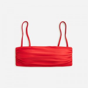 J.Crew Ruched bandeau bikini top Venetian Red Factory Outlet | 56NAMGIXO