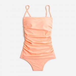 J.Crew Ruched bandeau one-piece swimsuit Brilliant Peony Sale | 25ROCPEHB